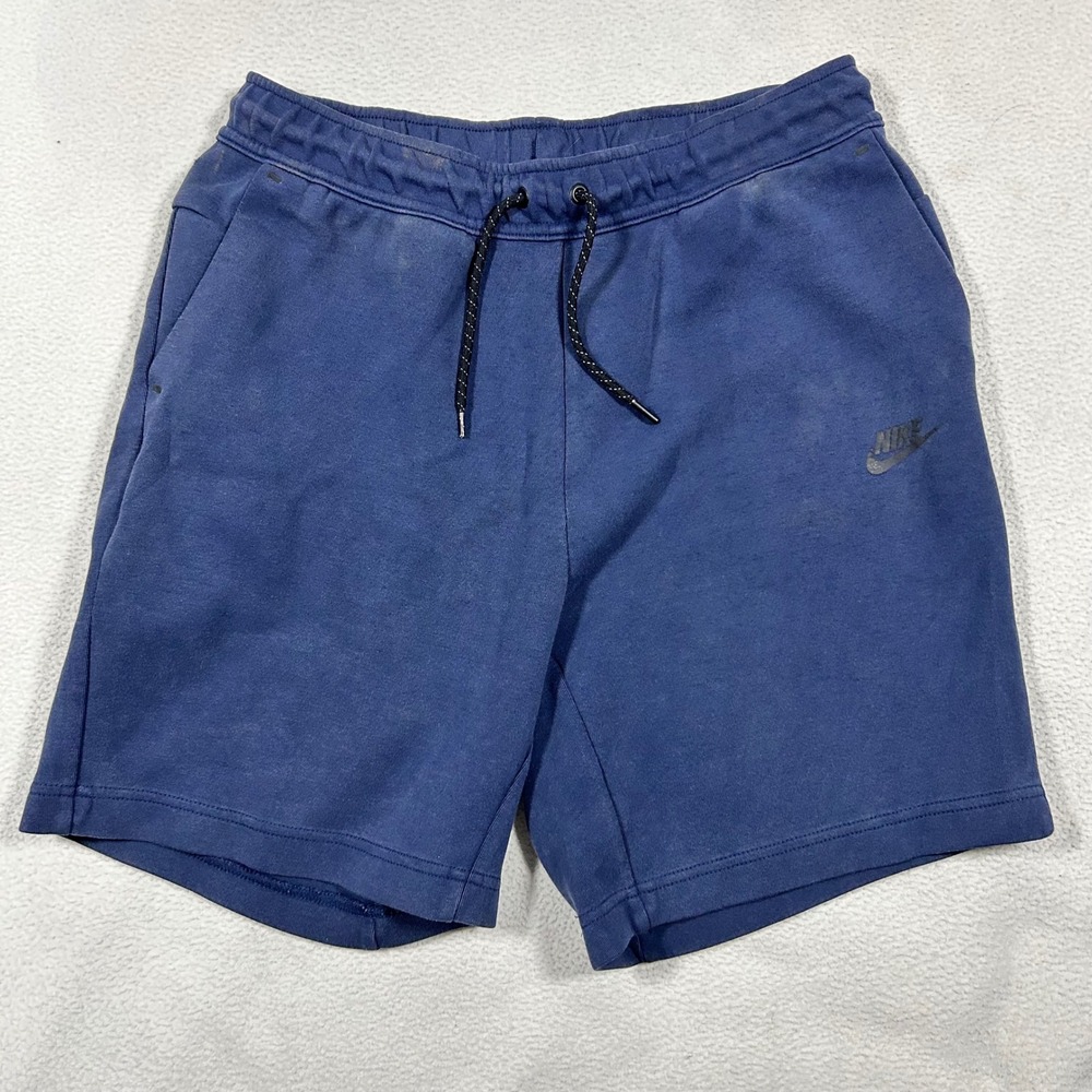 Nike Tech Fleece Shorts Mens Size M Blue CU4503-410 Zipper Pocket
